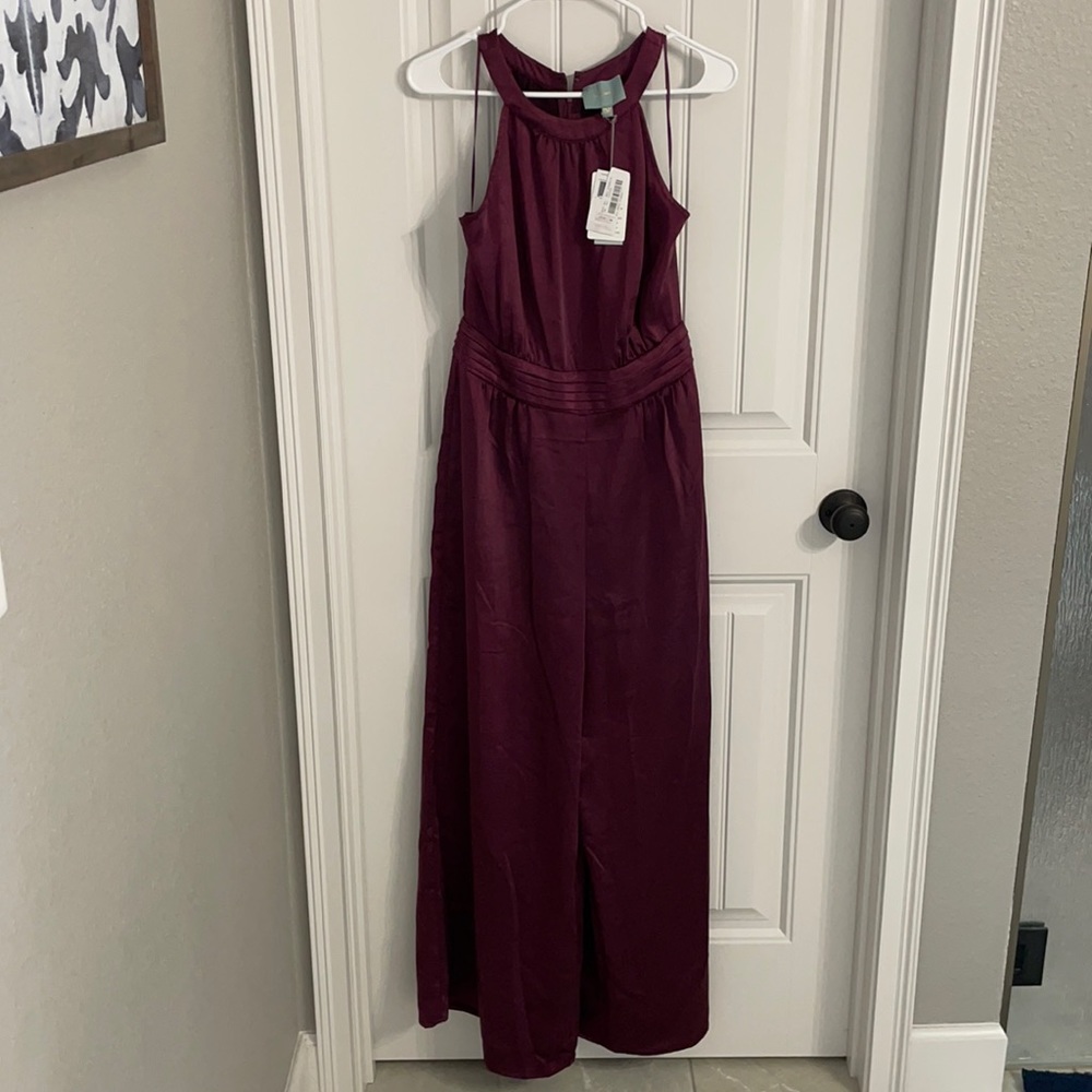 Purple satin jumpsuit